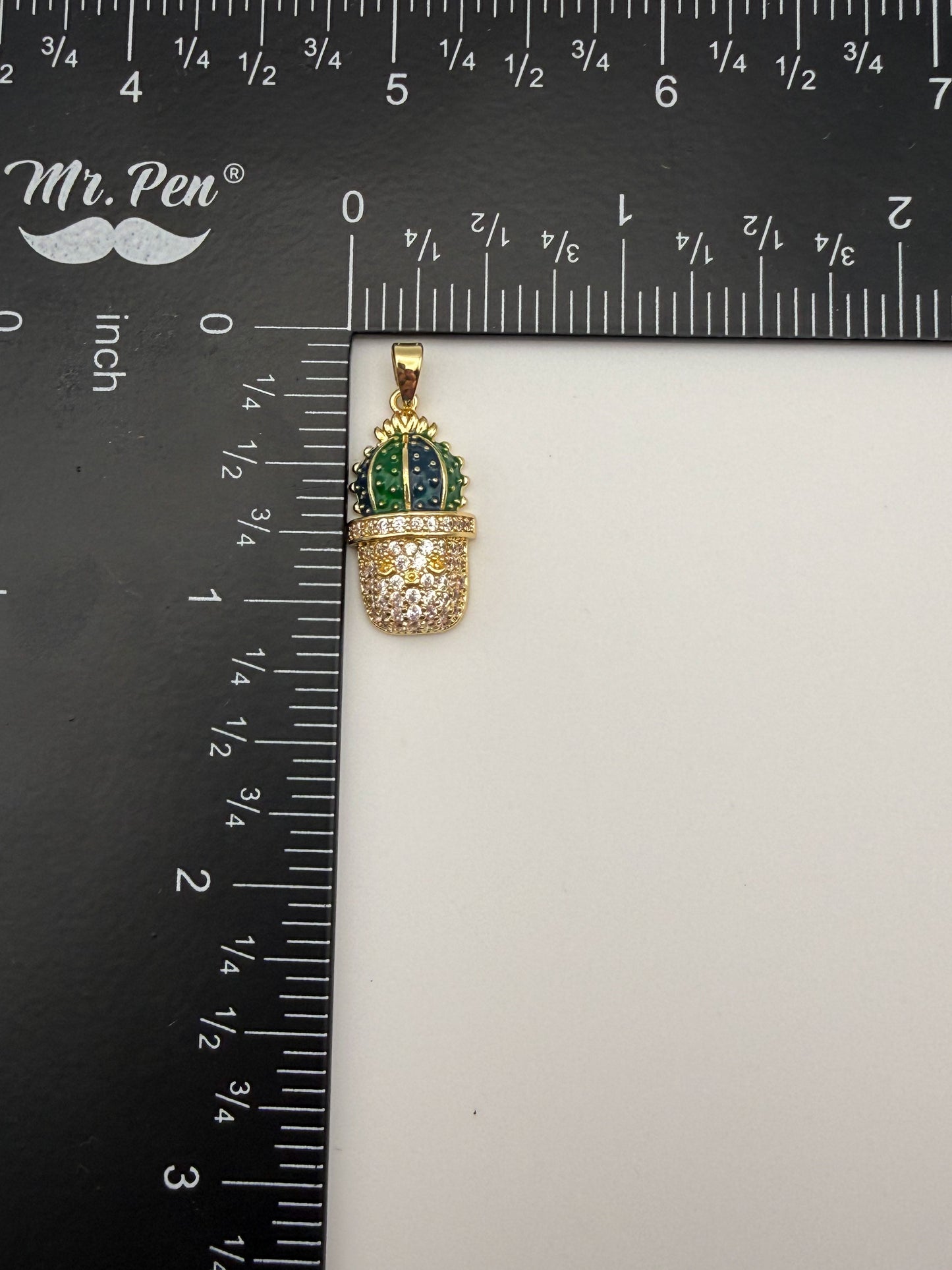 Gold House Cactus Potted Plant Charm Pendant