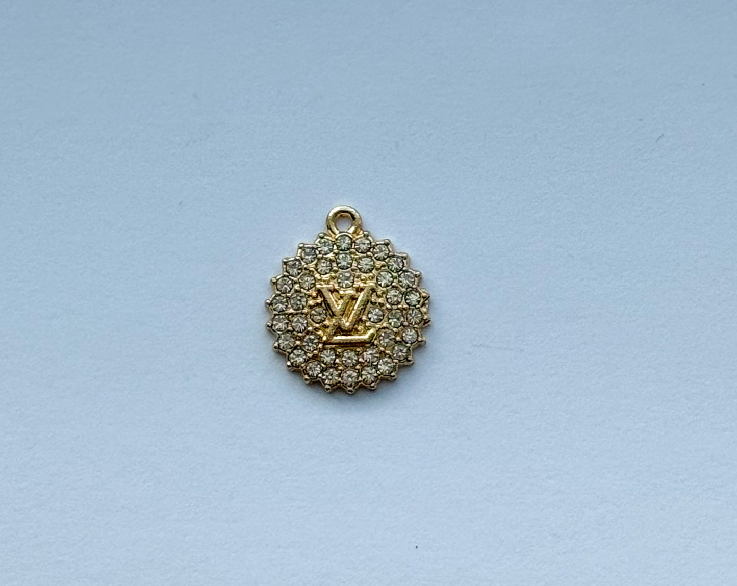 Gold & Silver LV Zircon Covered Fancy Round DIY Charms