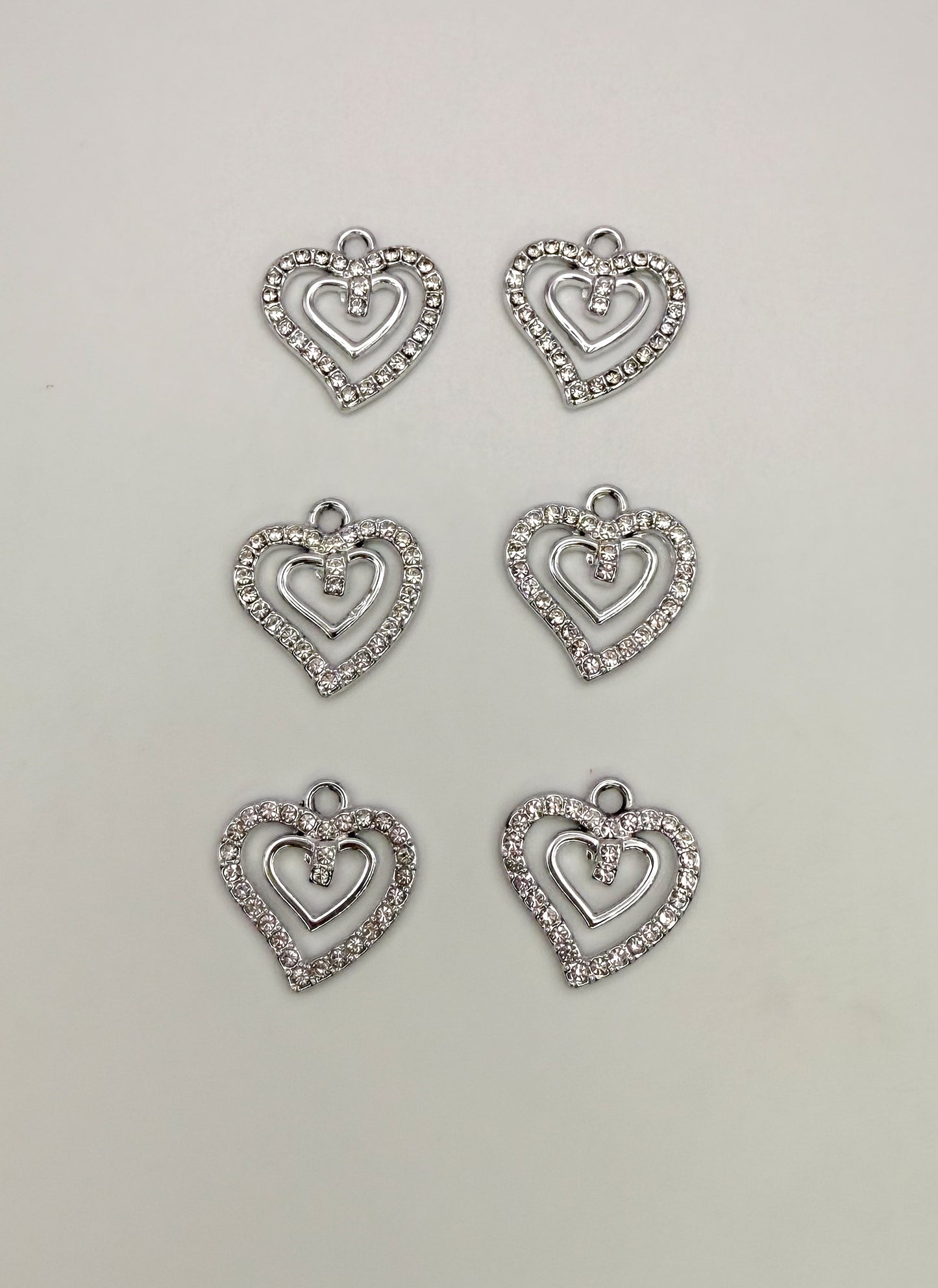 Silver Zircon Heart DIY Charms