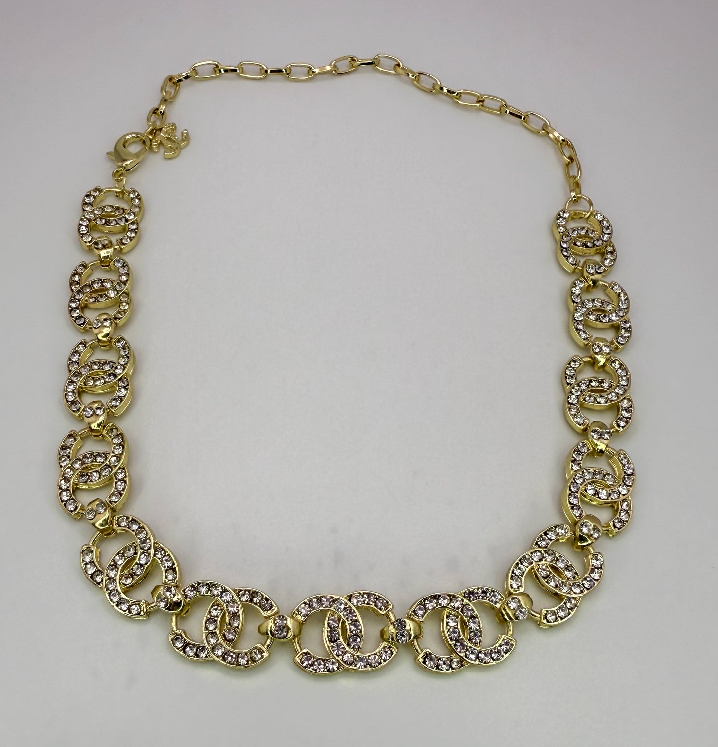 Elegant CC Designer Silver or Gold Matching Necklace and Bracelet set