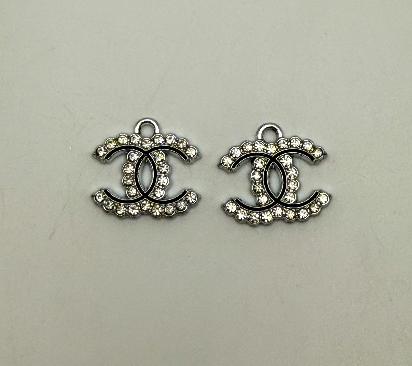 Black lined CC Designer Logo Gold and Silver DIY Charms