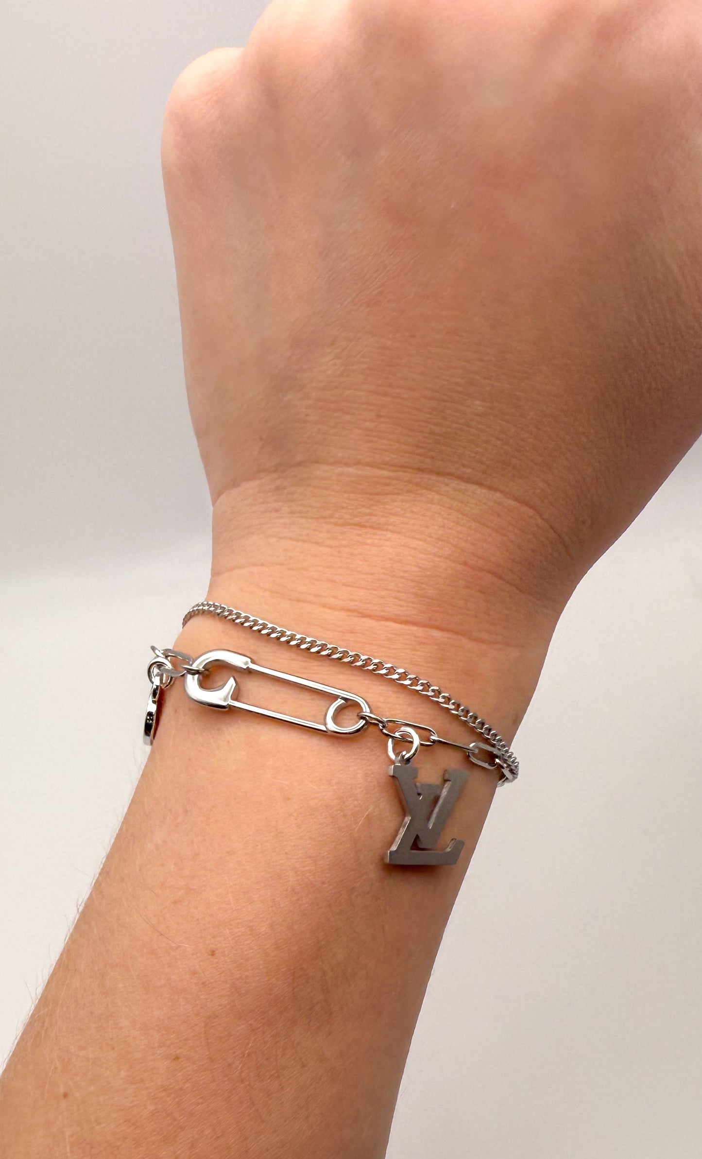 Silver LV Charm Bracelet