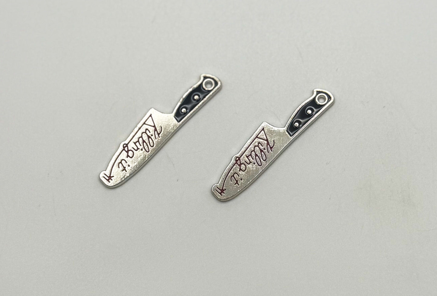 Killing it Silver Knife DIY Halloween Metal Charm