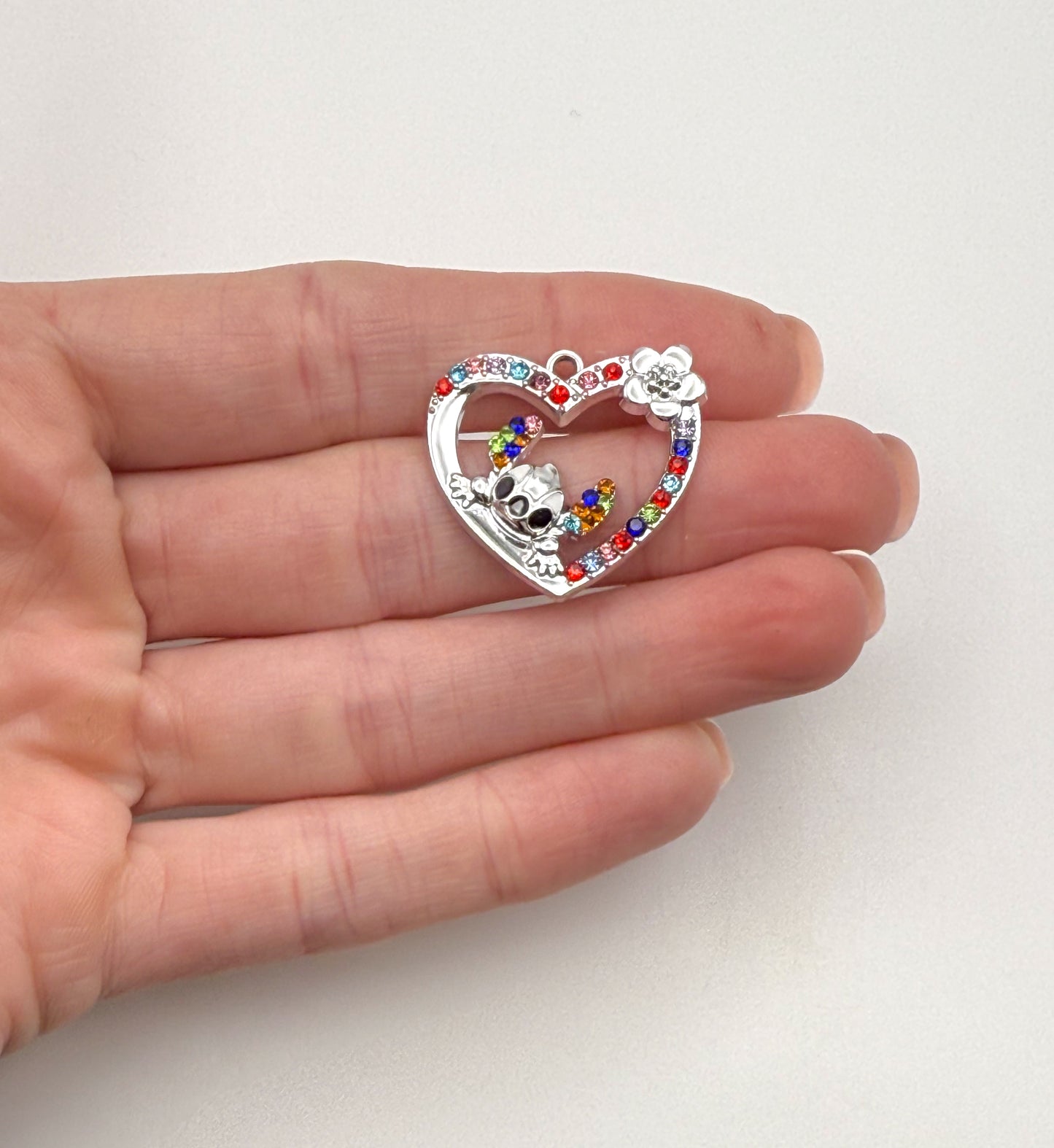 Silver Stitchy Heart DIY Pendants