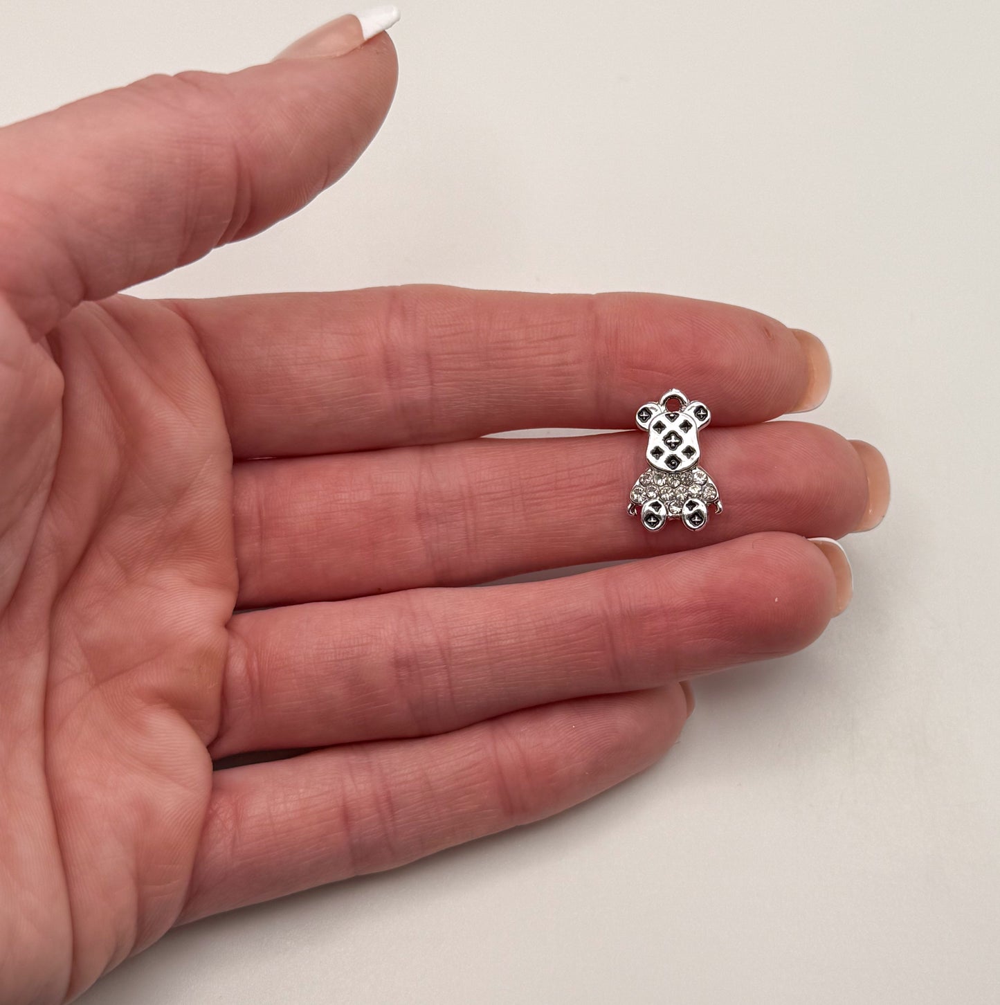Silver LV Inspired Bear DIY Metal Charm