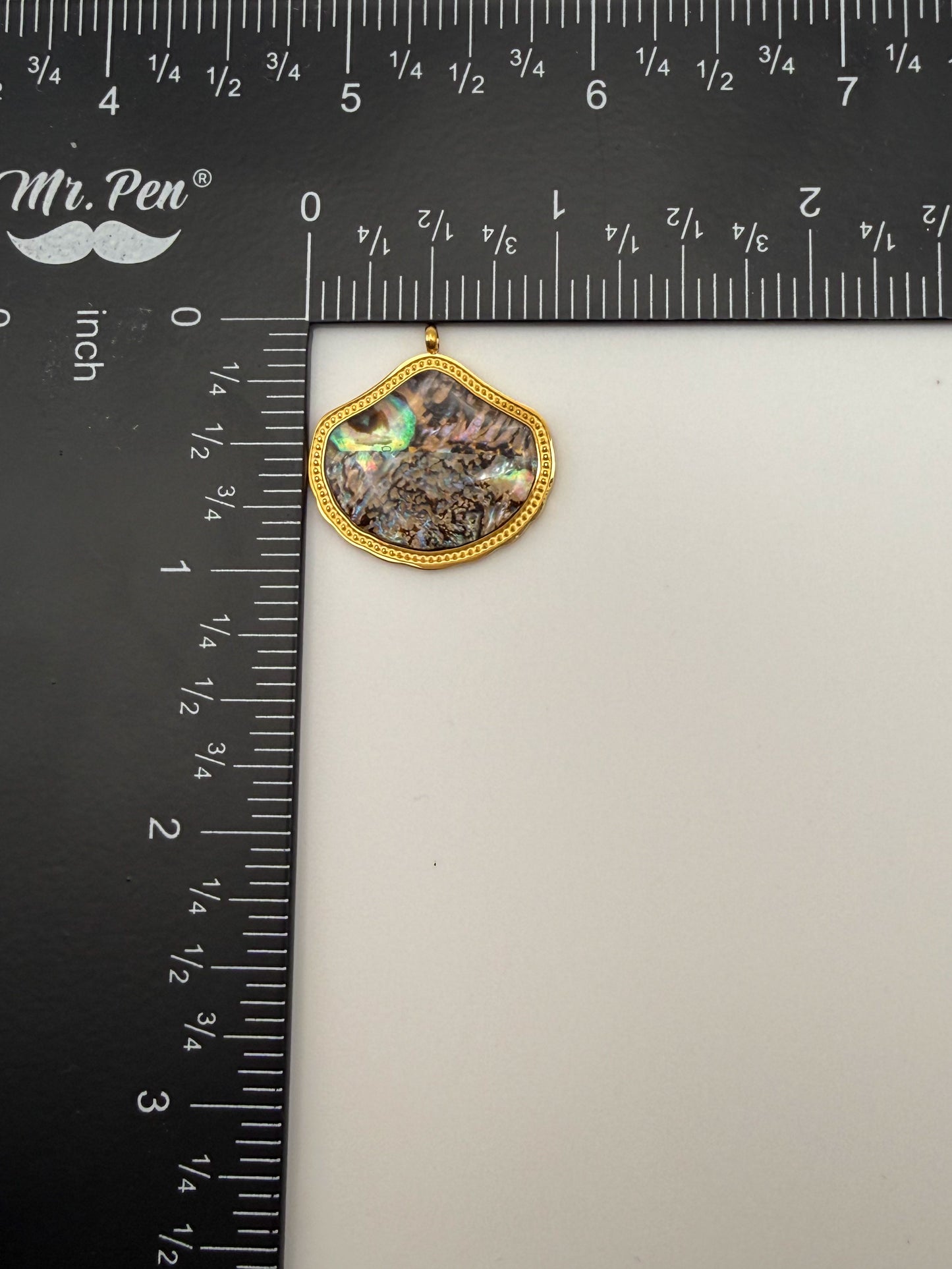 Stainless Steel Gold cased Abalone Shell Freeform Charm Pendant
