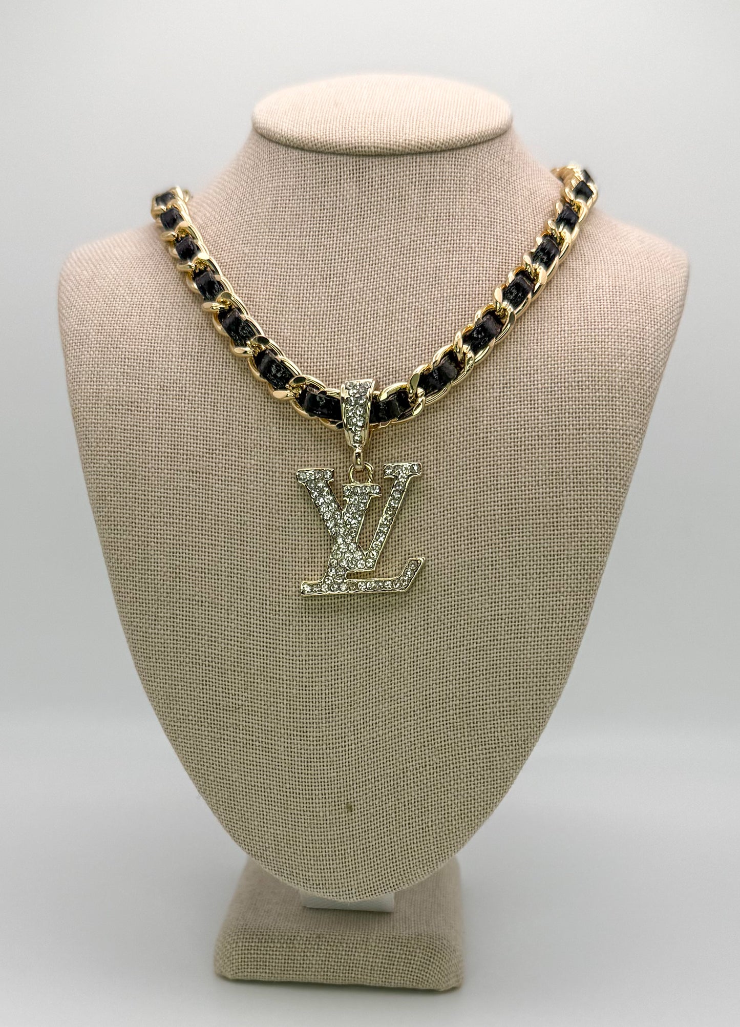 Bold n Gold LV Designer Leather Weaved Necklace
