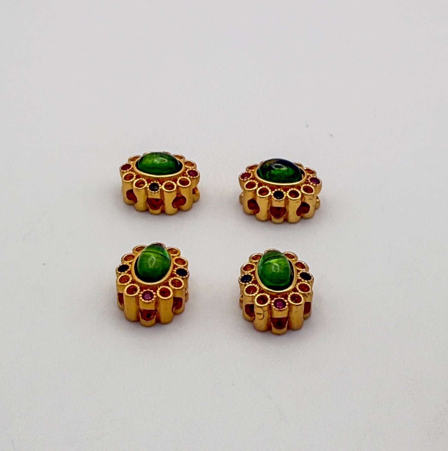 Green Cat’s Eye Gold Spacer Beads