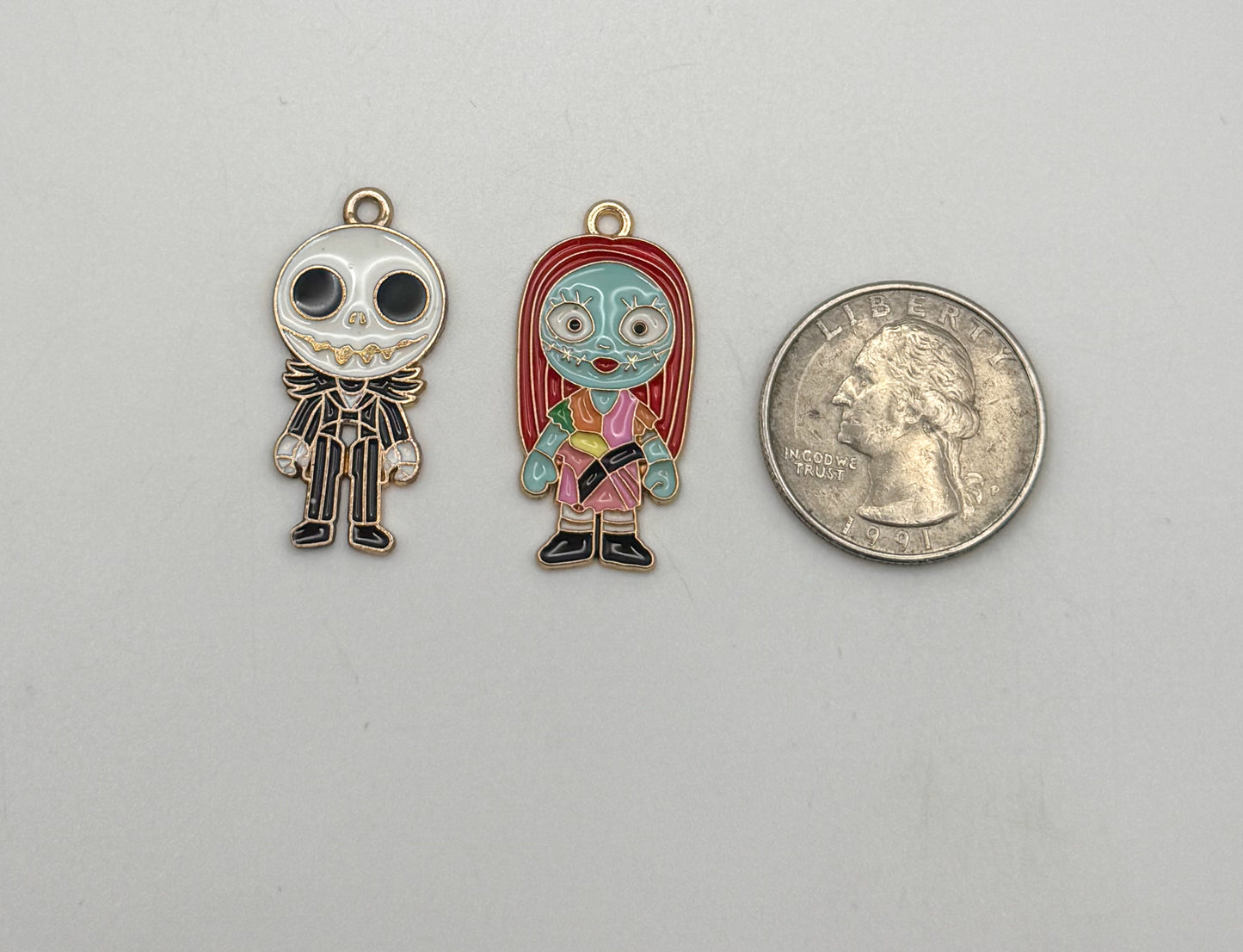 Nightmare Before Christmas Jack & Sally Gold DIY Metal Charms
