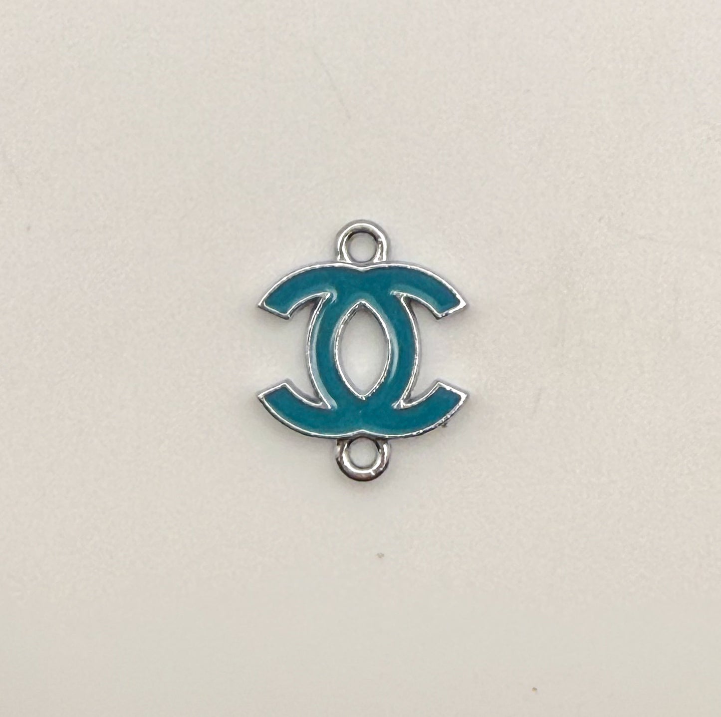 Colorful Enameled Silver CC Designer Connector Metal Charms