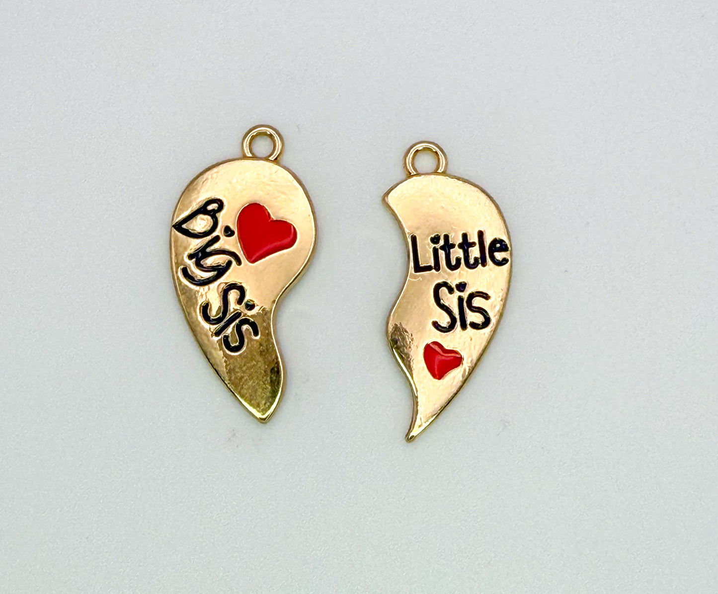 Big Sis Little Sis Half Heart Gold DIY Charms