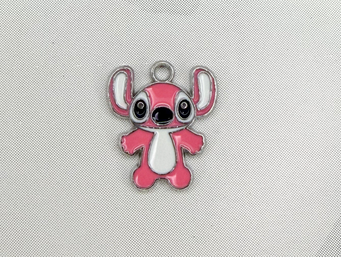 Silver Blue Stitch & Pink Angel DIY Metal Charms