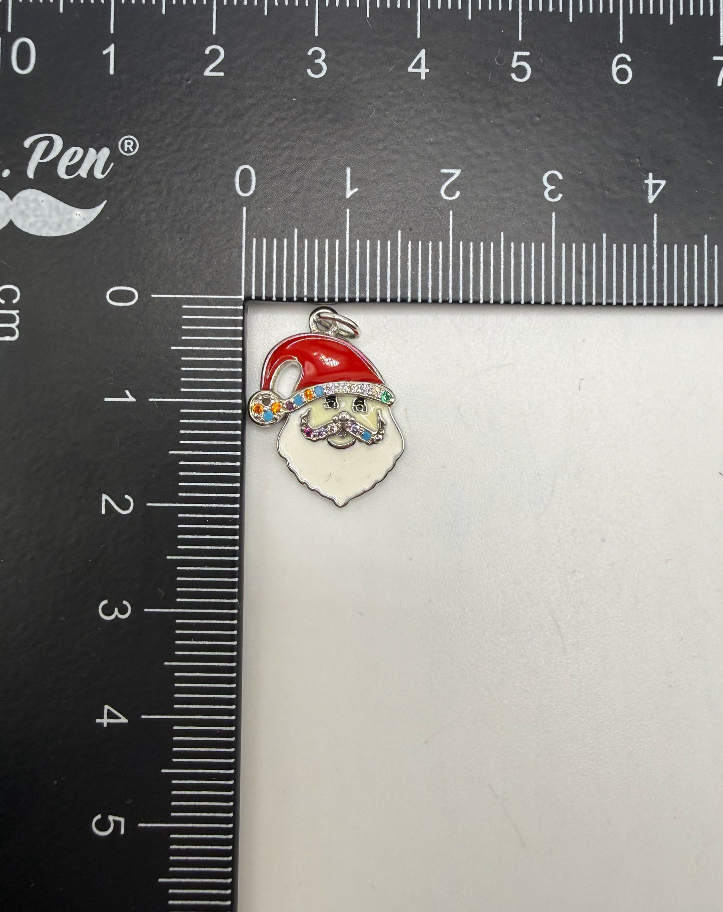 Santa Head with Colorful CZ & Enamel Silver & Pendant