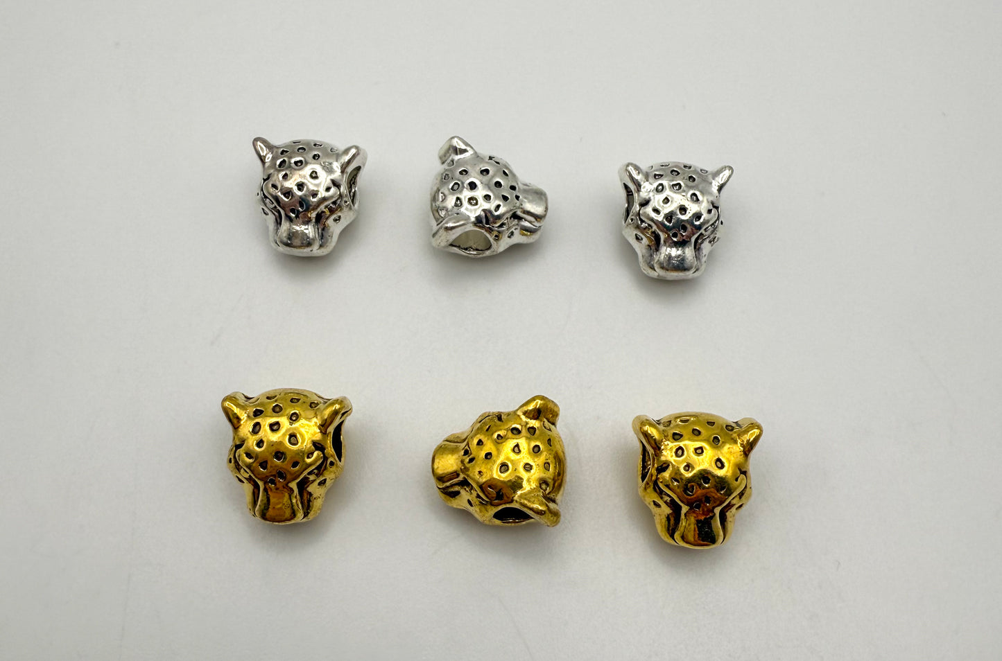 Leopard Head Gold & Silver Spacer Charm Beads