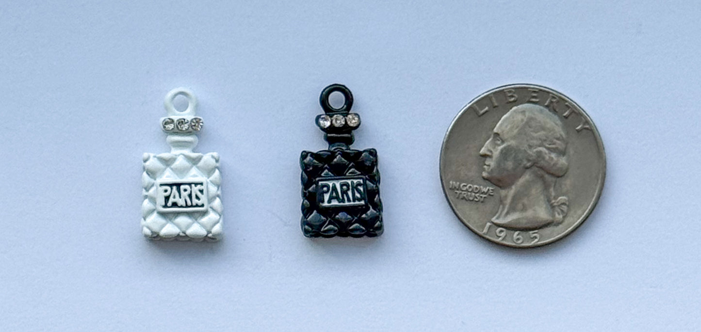 Black & White Paris Perfume Bottle DIY Metal Charms