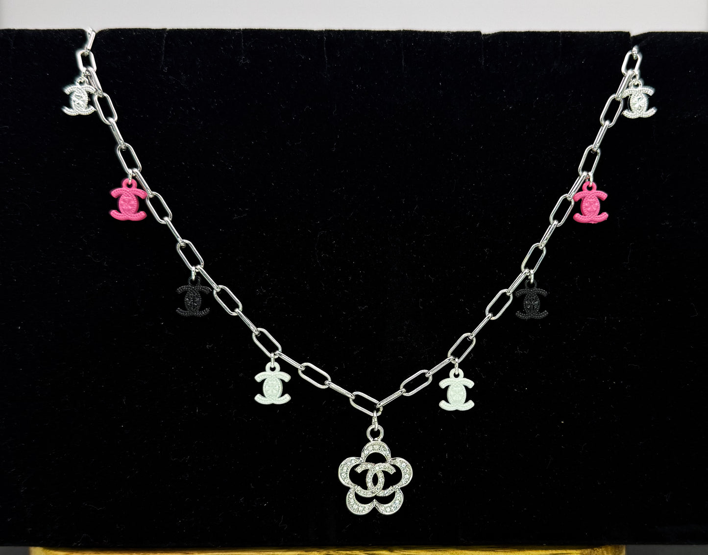 Silver CC Designer Charm Necklaces