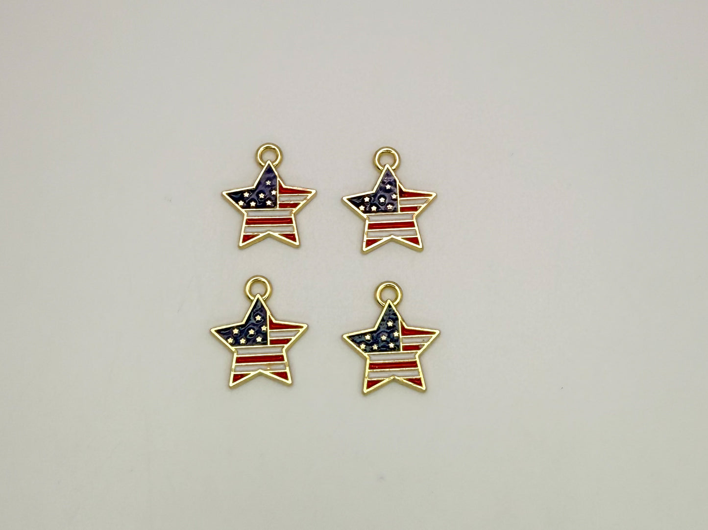 USA July Fourth Flag DIY Gold Metal Charms