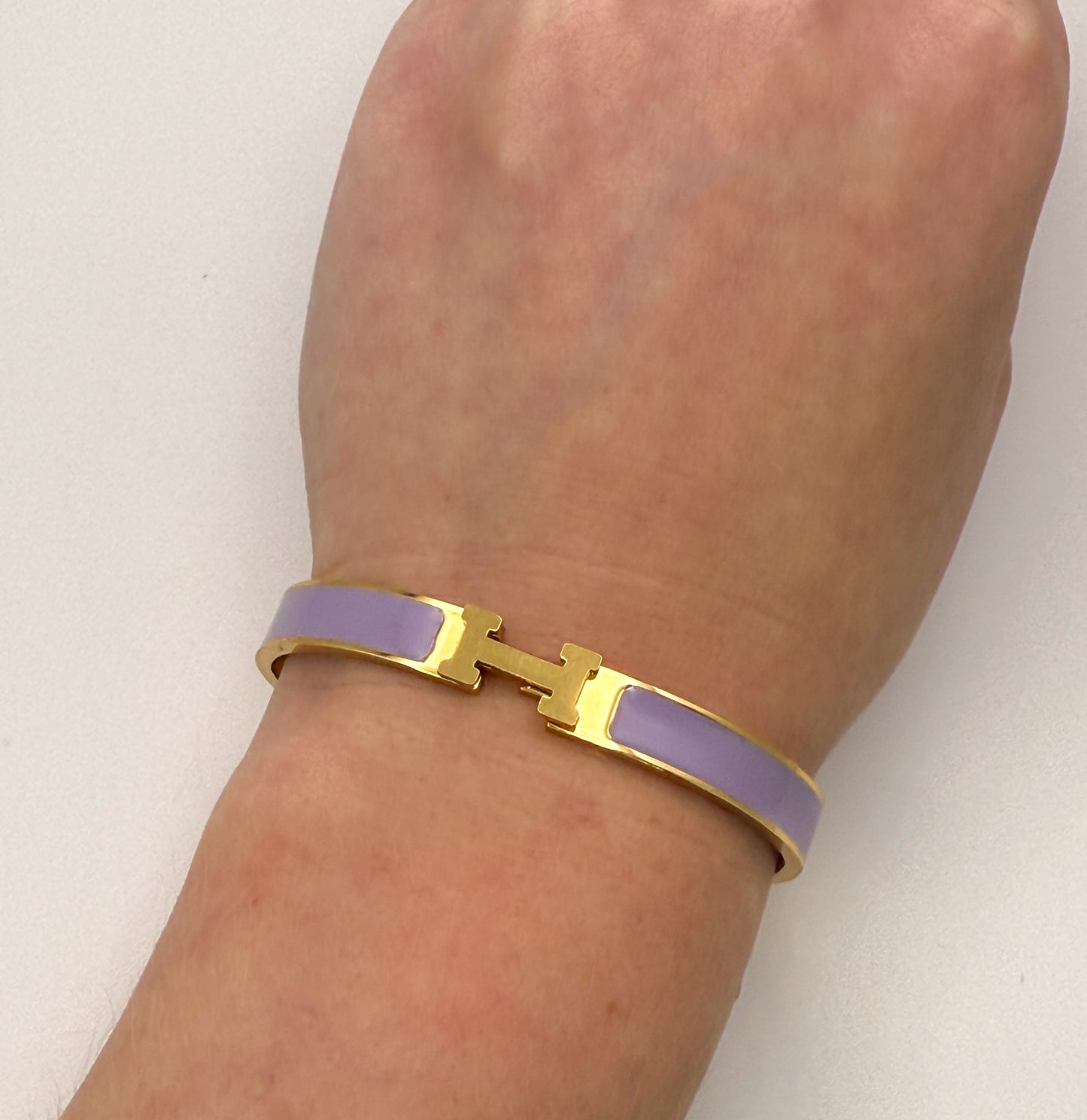 Hermes Designer Gold Stainless Steel Bangle Bracelet