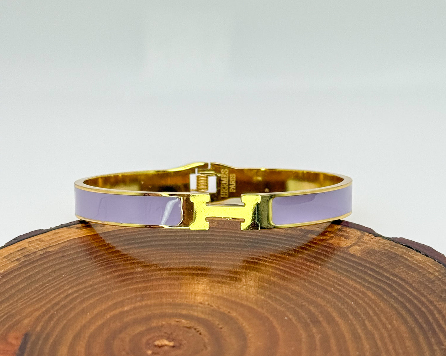 Hermes Designer Gold Stainless Steel Bangle Bracelet