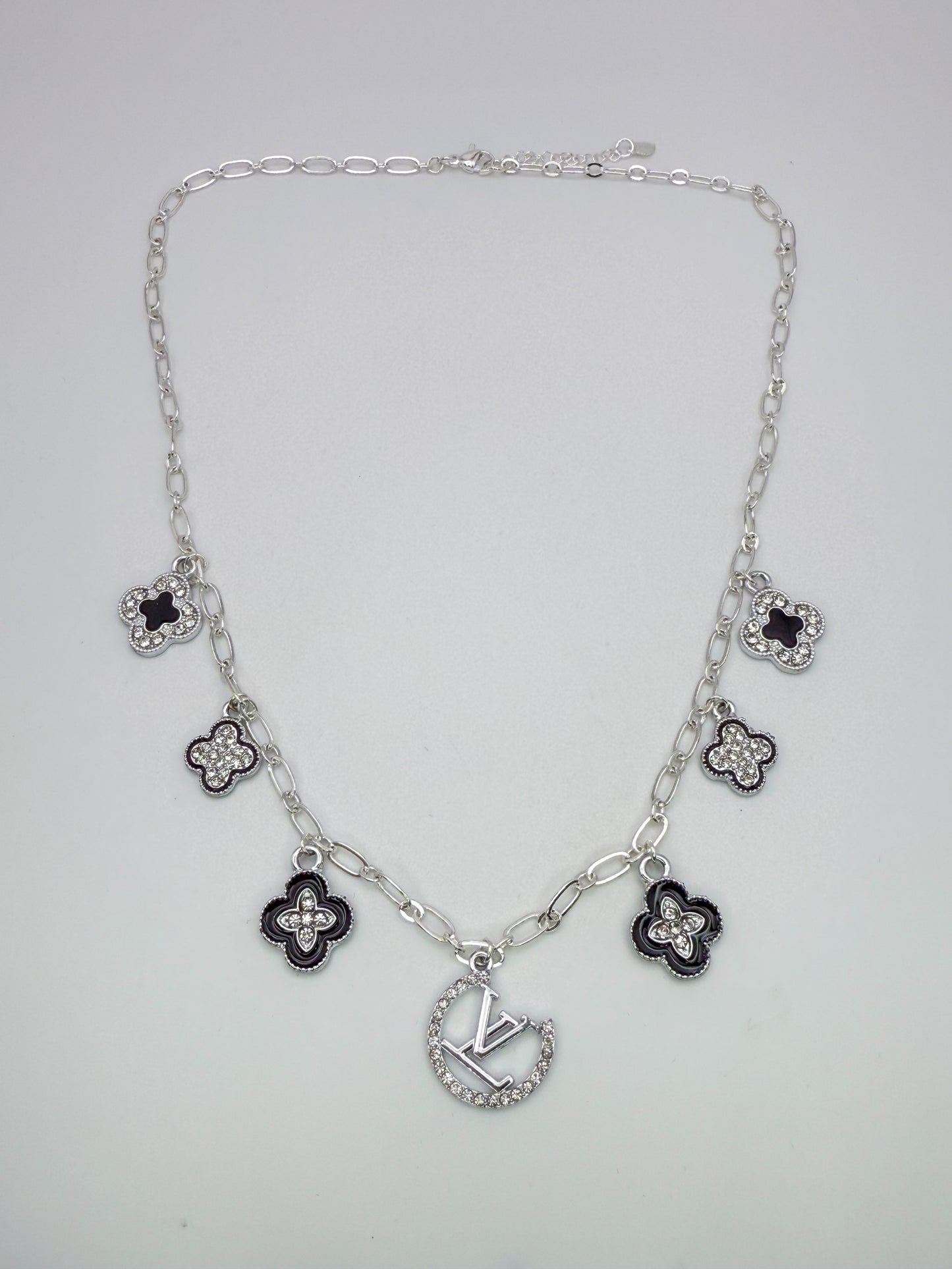 LV Designer Silver Charm Necklace
