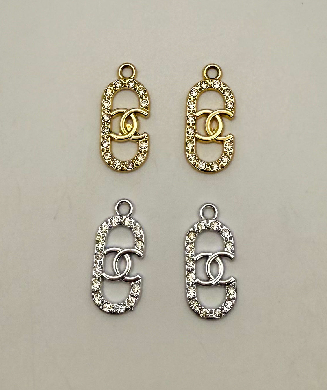 Gold and Silver Oval CC Designer DIY Charms
