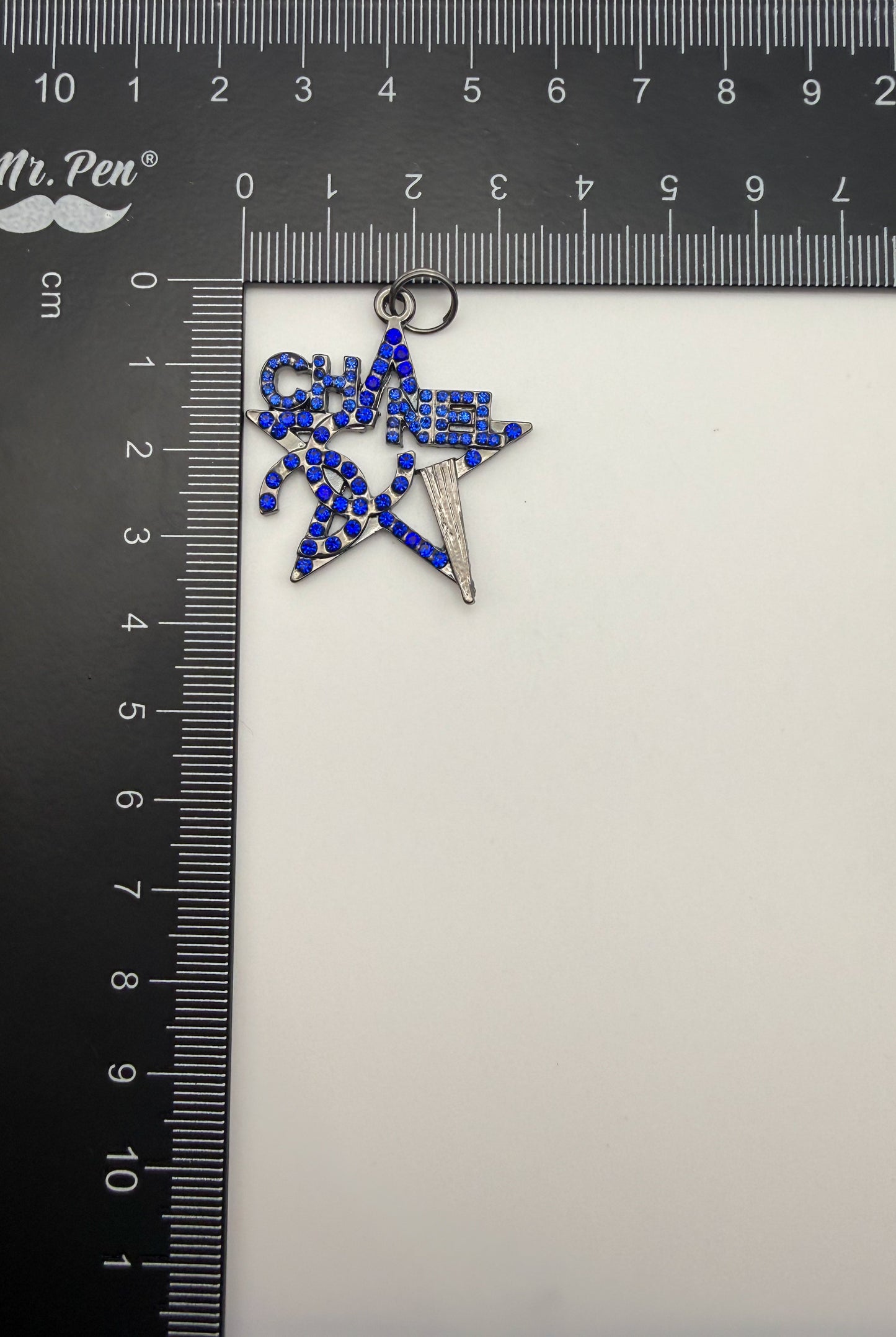 High Quality Blue Rhinestone Chanel Star Design DIY Charm Pendant