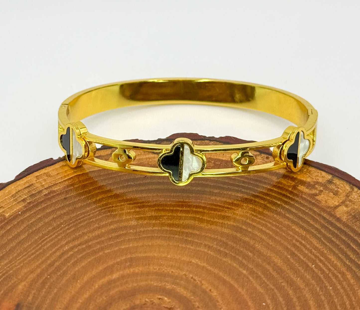 Gold Stainless Steel LV Designer clover Bangle Bracelet