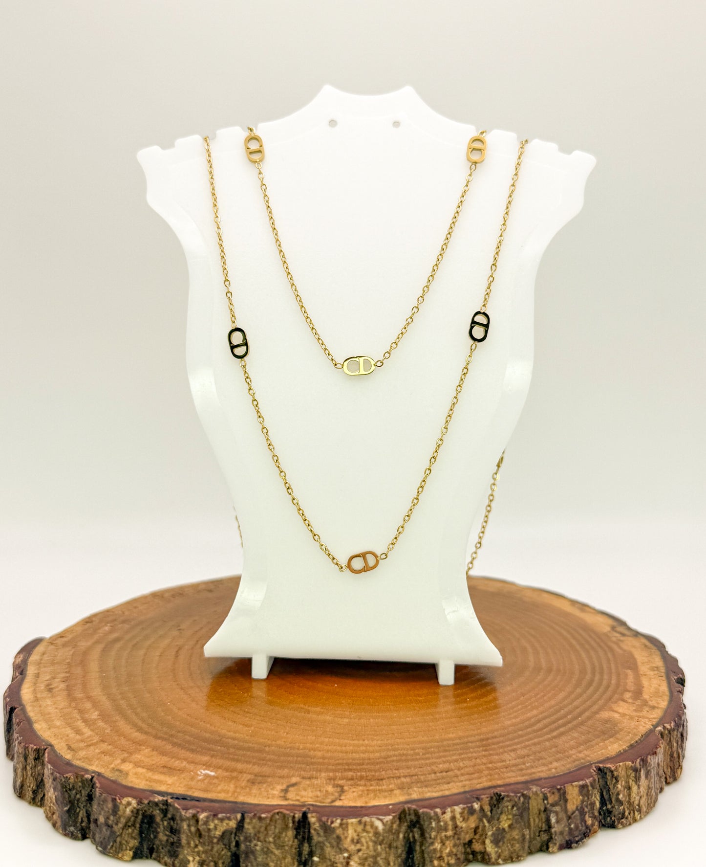 CD Designer Gold Double Layered Necklace