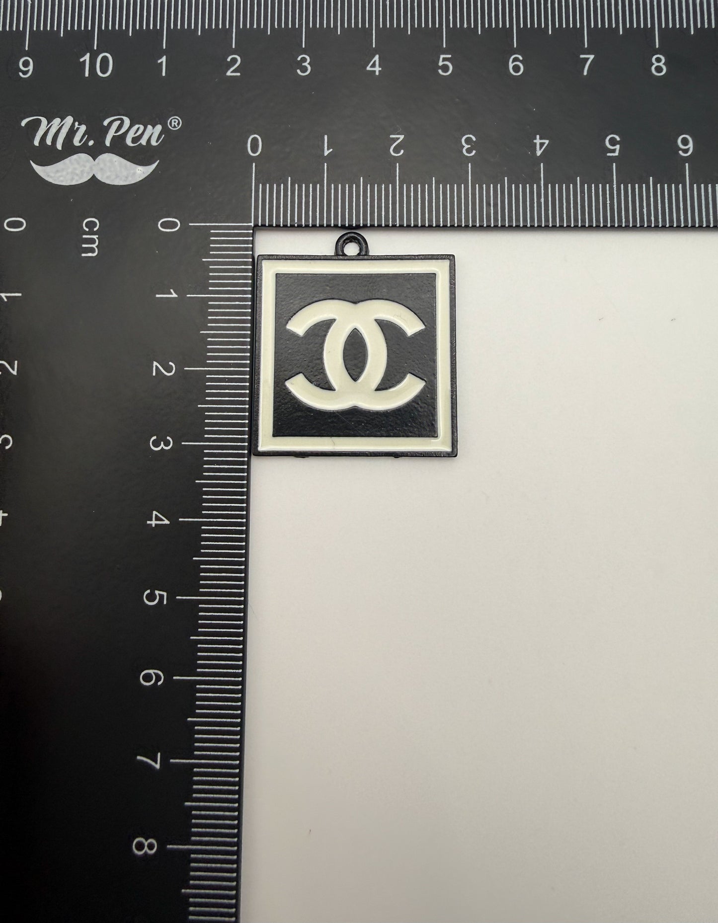 Black CC LoGo Square Design Metal Charm Pendant High Quality