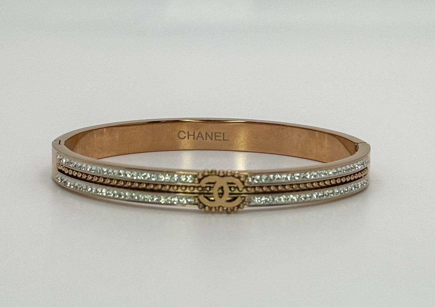 Rose Gold Stainless Steel Chanel Designer Bangle Bracelet
