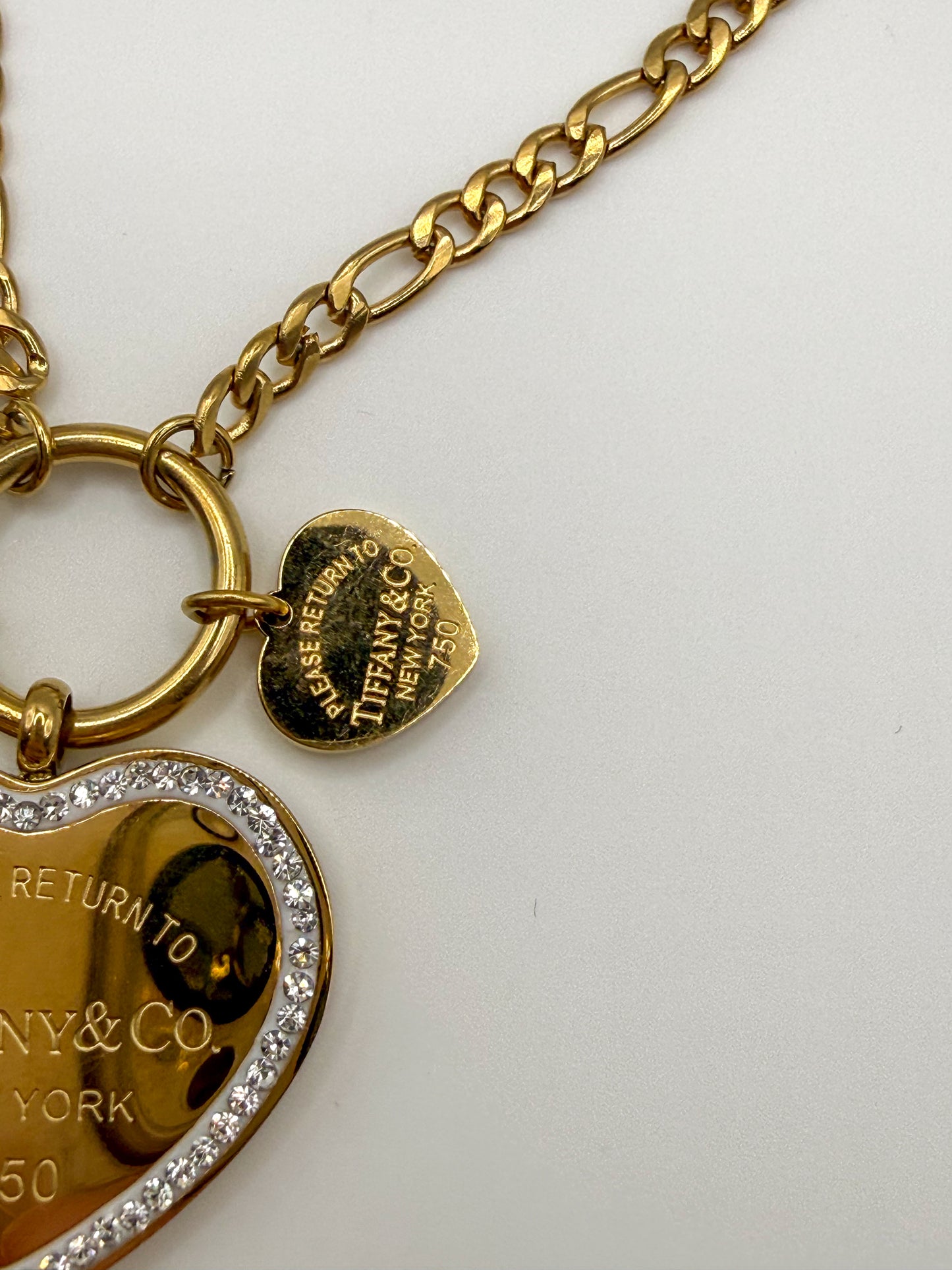 Gold T&Co Trio Charm Stainless Steel Pendant Necklace