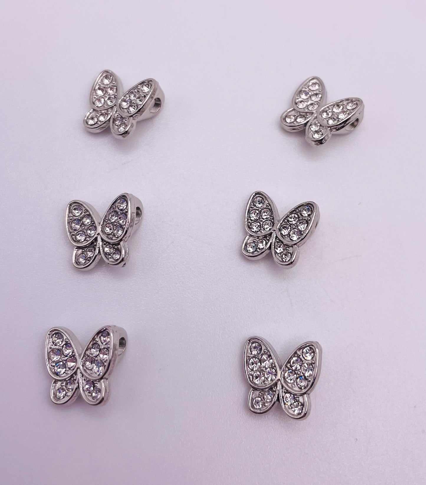 Silver Zircon Butterfly Spacer Charm Beads