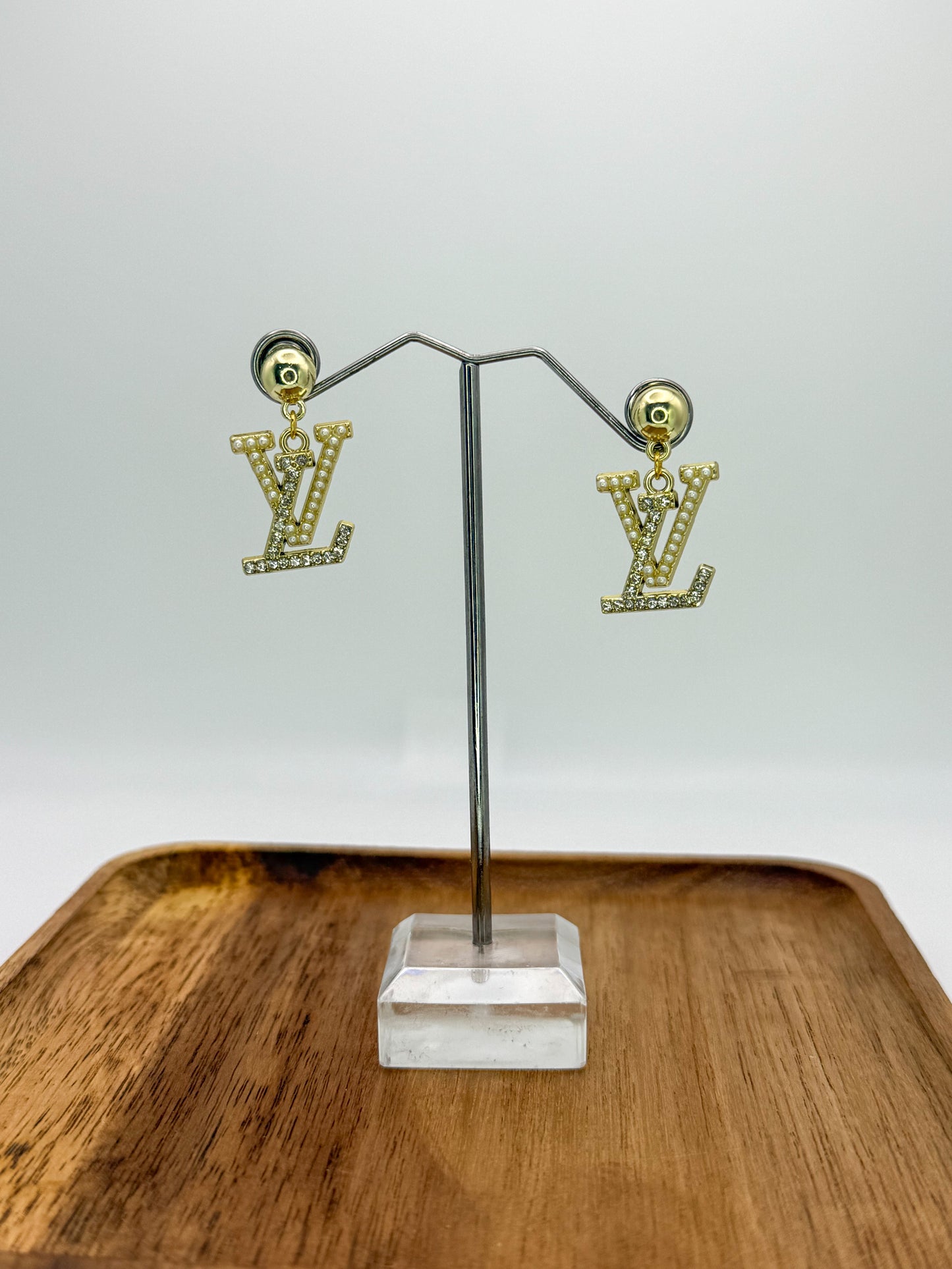 LV Gold or Silver Stud Dangle Earrings