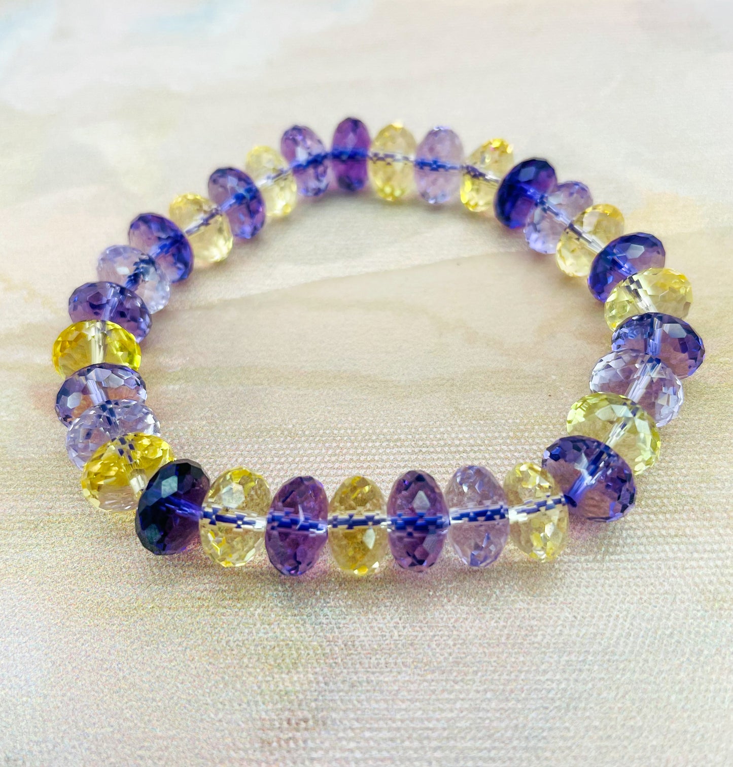Natural Amethyst, Citrine & Ametrine Crystal Bling Bracelet