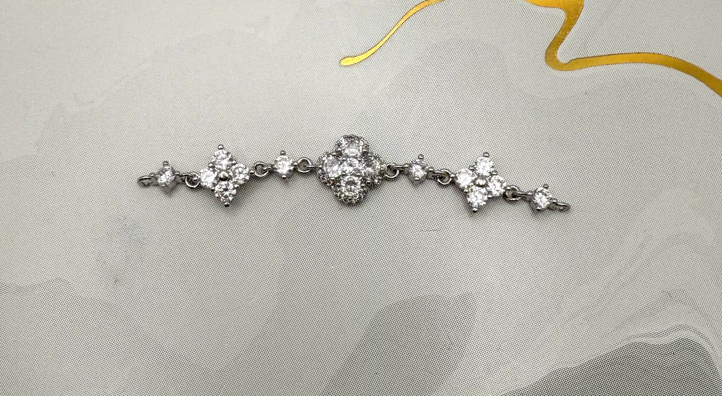 Zircon Clover Design DIY Connector Charms Gold & Silver