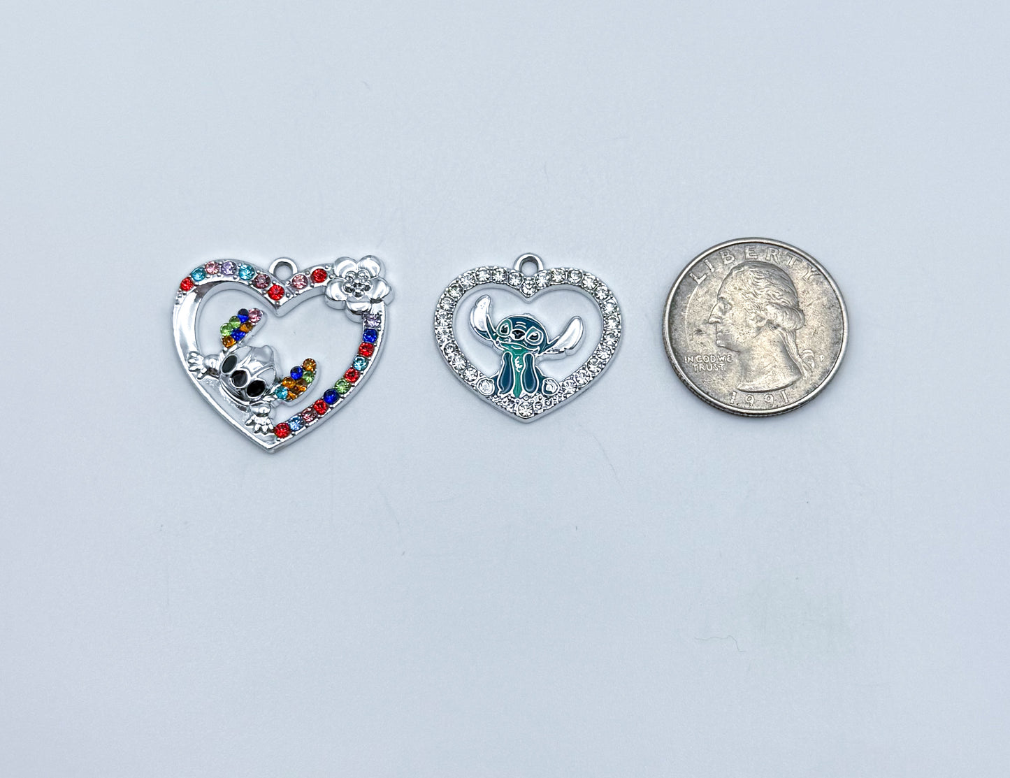 Silver Stitchy Heart DIY Pendants