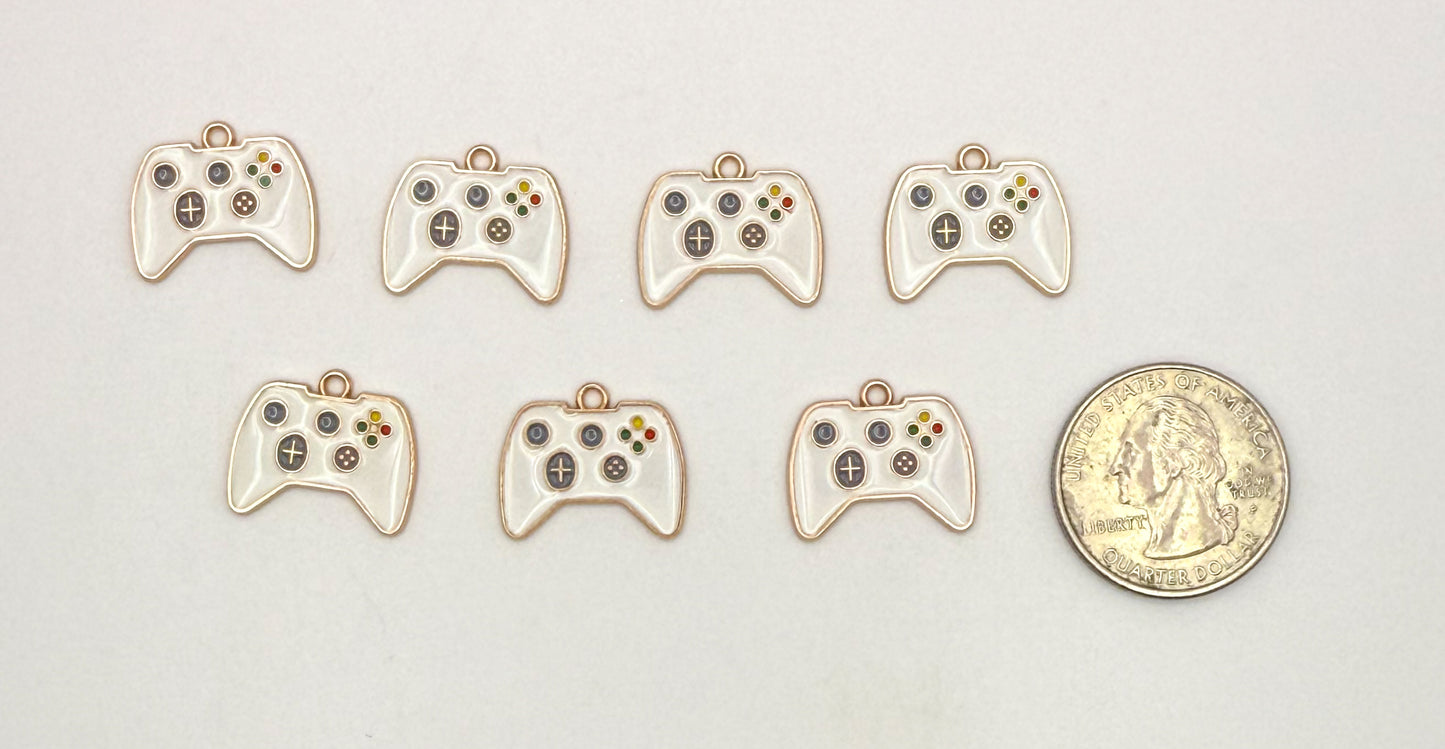 White Xbox Game Controller Gold DIY Charms