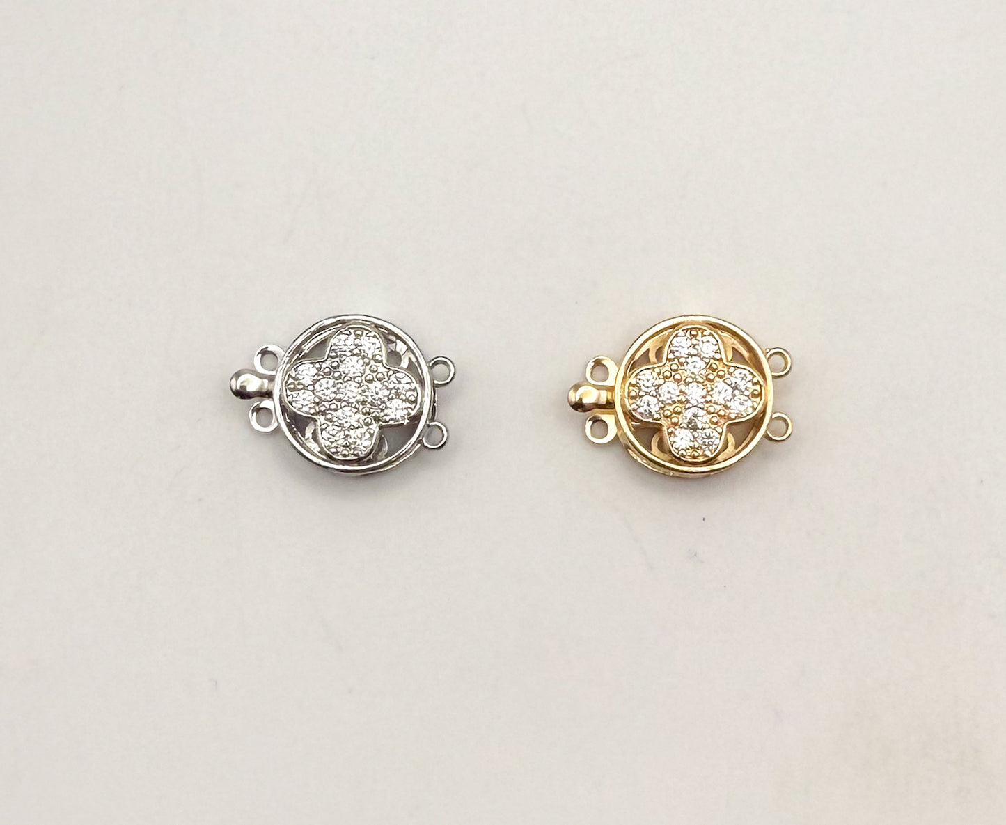 Gold & Silver Double Link Clover Closure Clasp for Jewelry Making