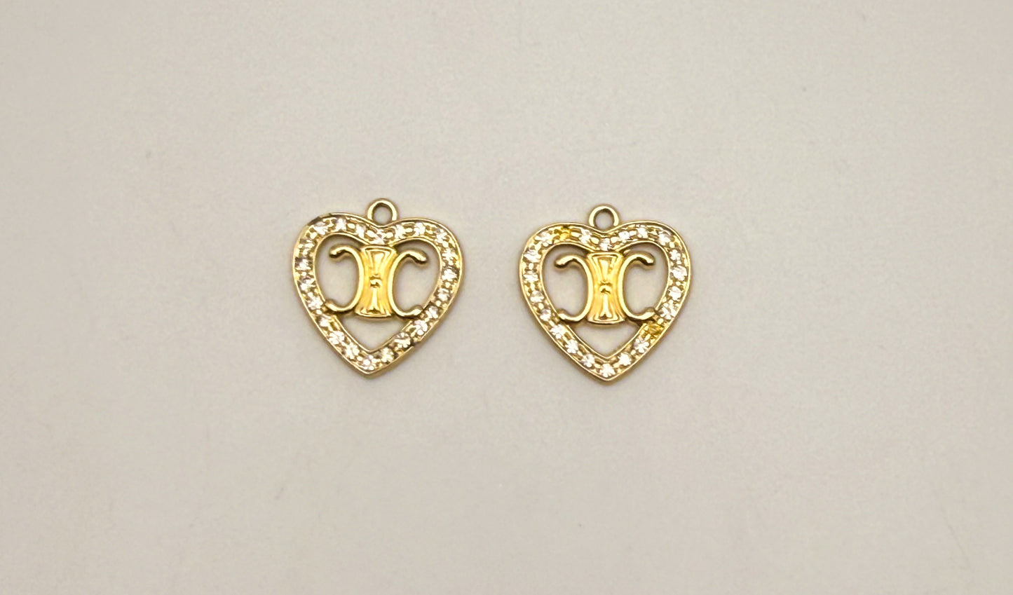 Designer Logo Gold and Silver Heart DIY Charms