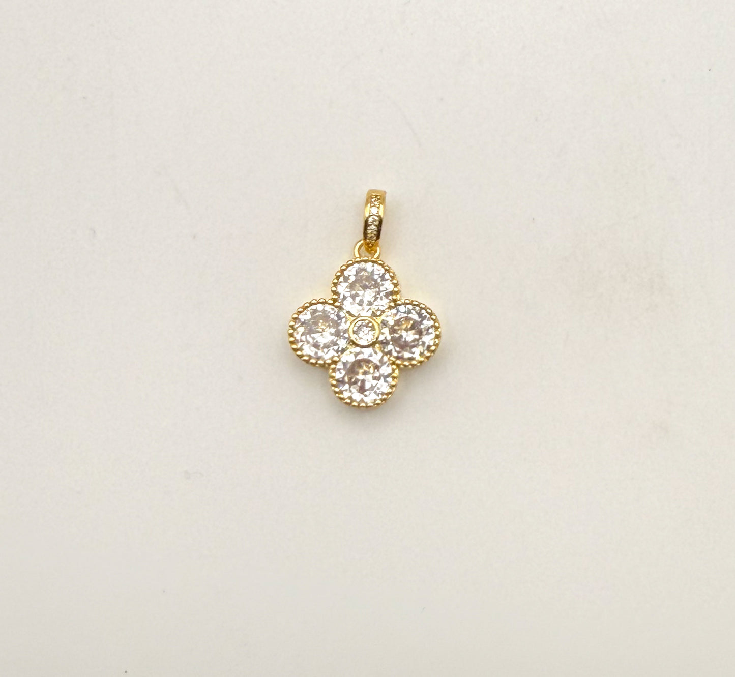 Gold Clover Design with Zircon DIY Pendant