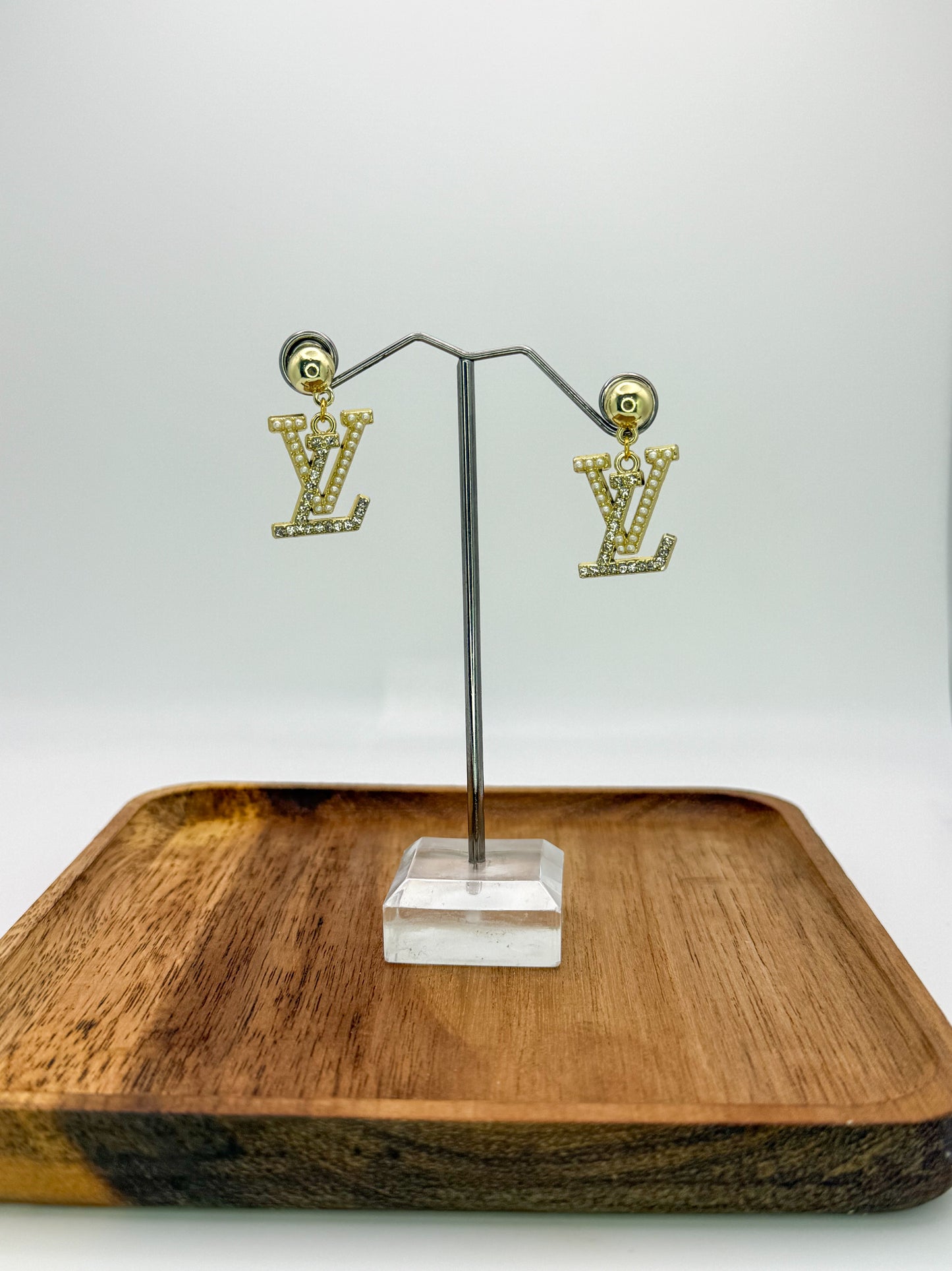 LV Gold or Silver Stud Dangle Earrings