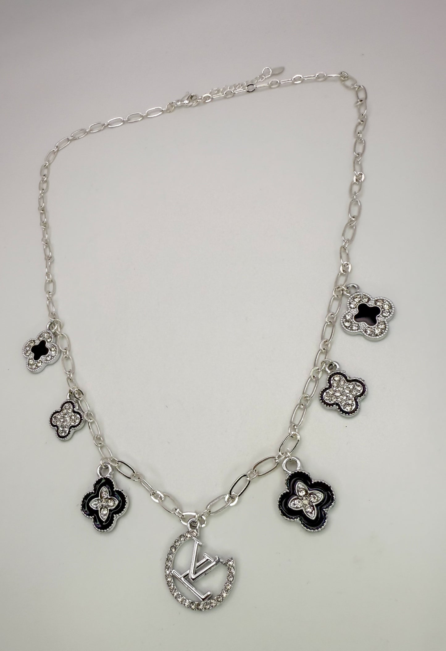LV Designer Silver Charm Necklace