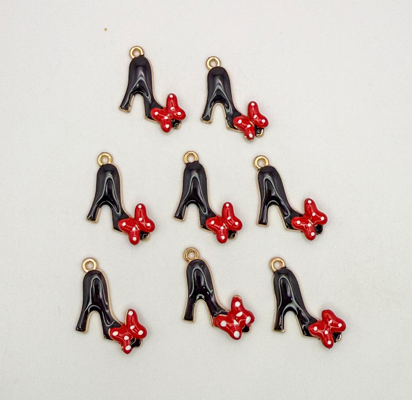 Gold Black High Heel with Red Bow DIY Charms