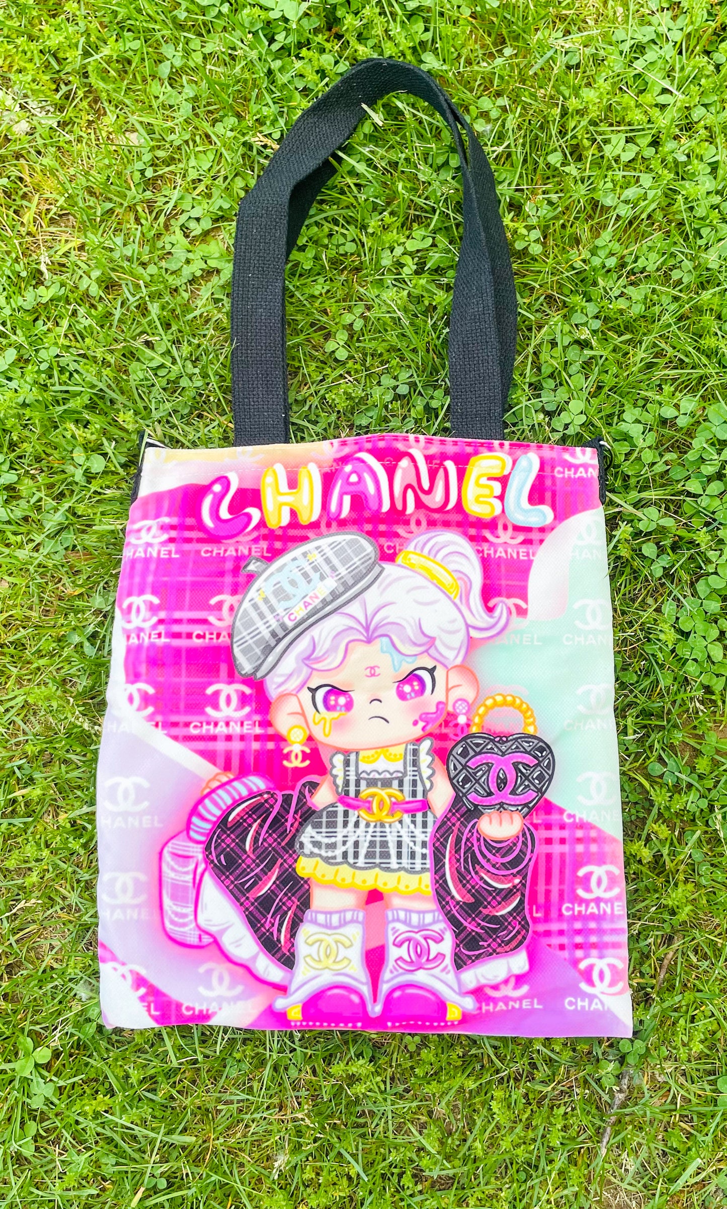 Pop Mart’s Dora Chanel Two Sided Tote Bag with Long Adjustable Strap for Crossbody Wear & Shoulder Strap