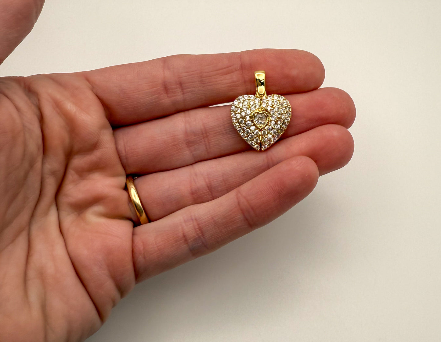 Sparkling Open Heart Gold DIY Pendants