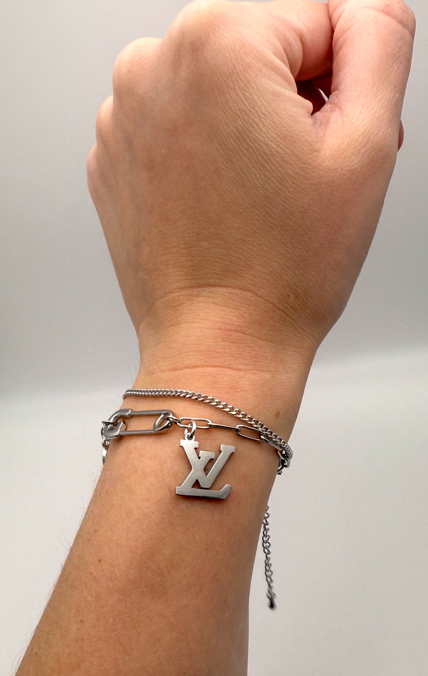 Silver LV Charm Bracelet