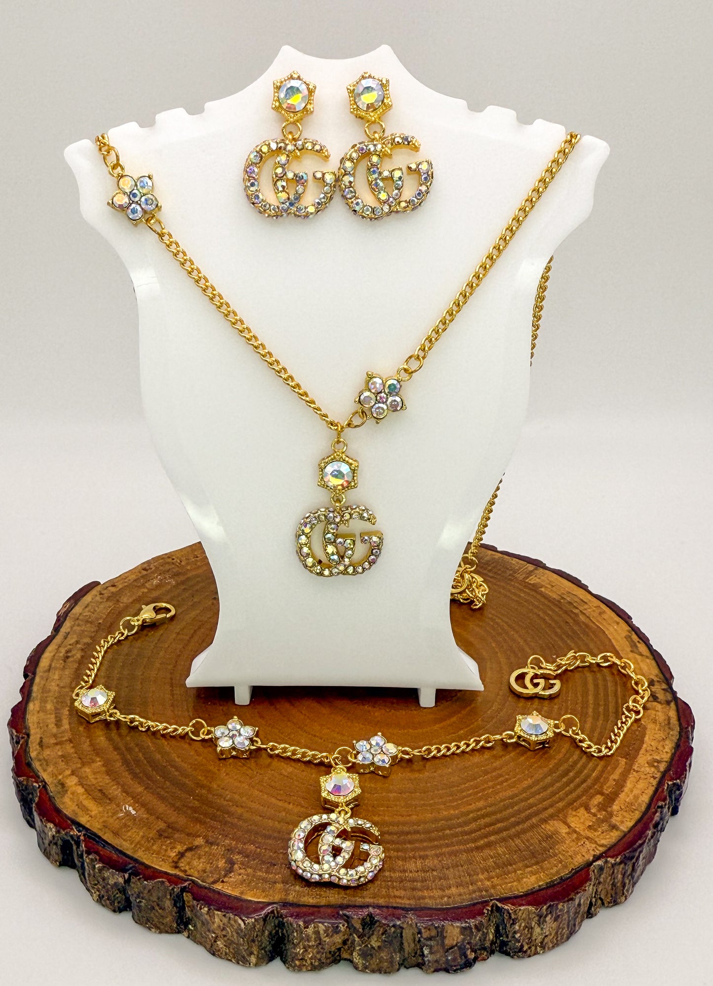 Gold GG Gucci Designer 3-piece Matching Jewelry Set