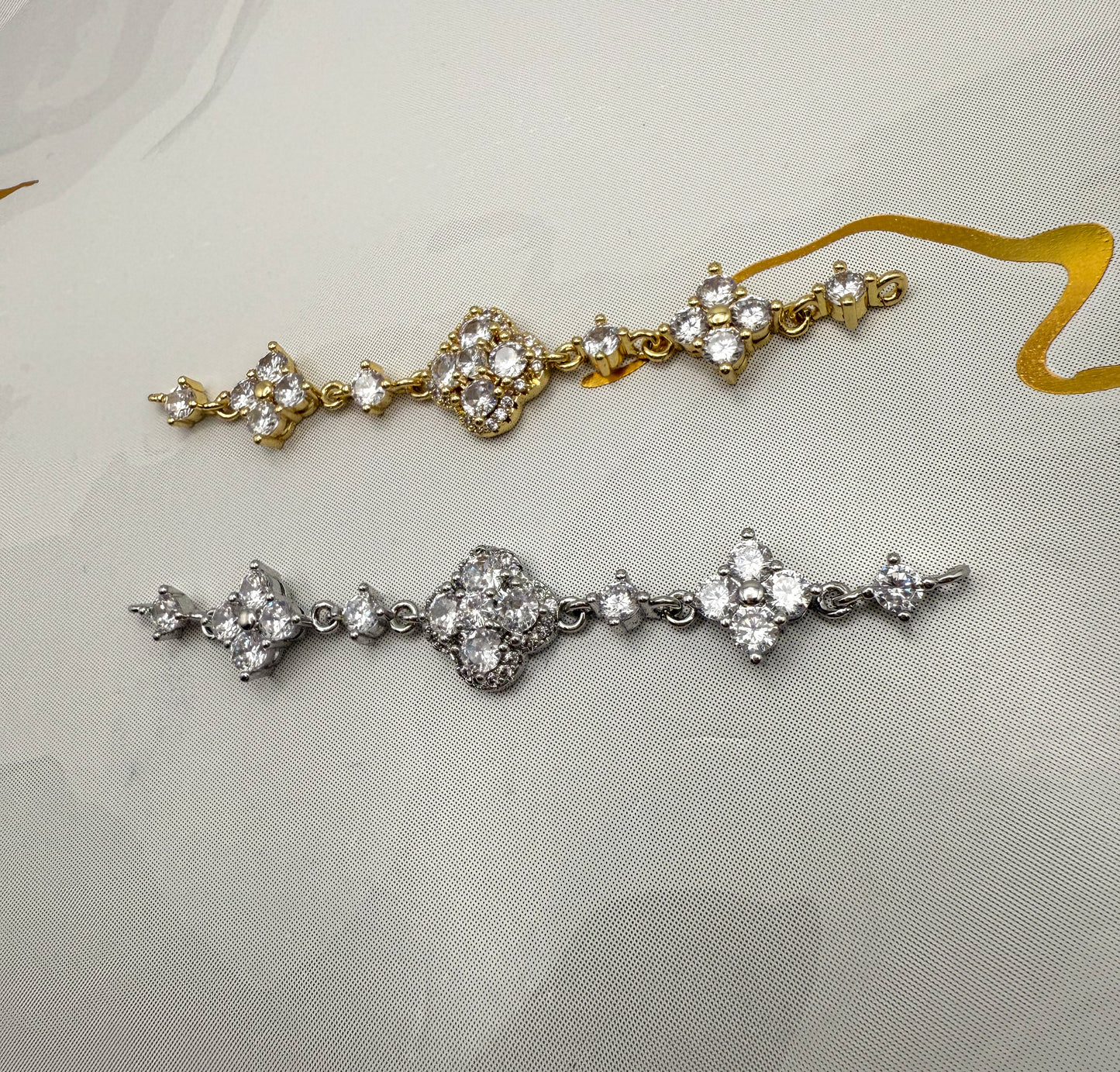 Zircon Clover Design DIY Connector Charms Gold & Silver