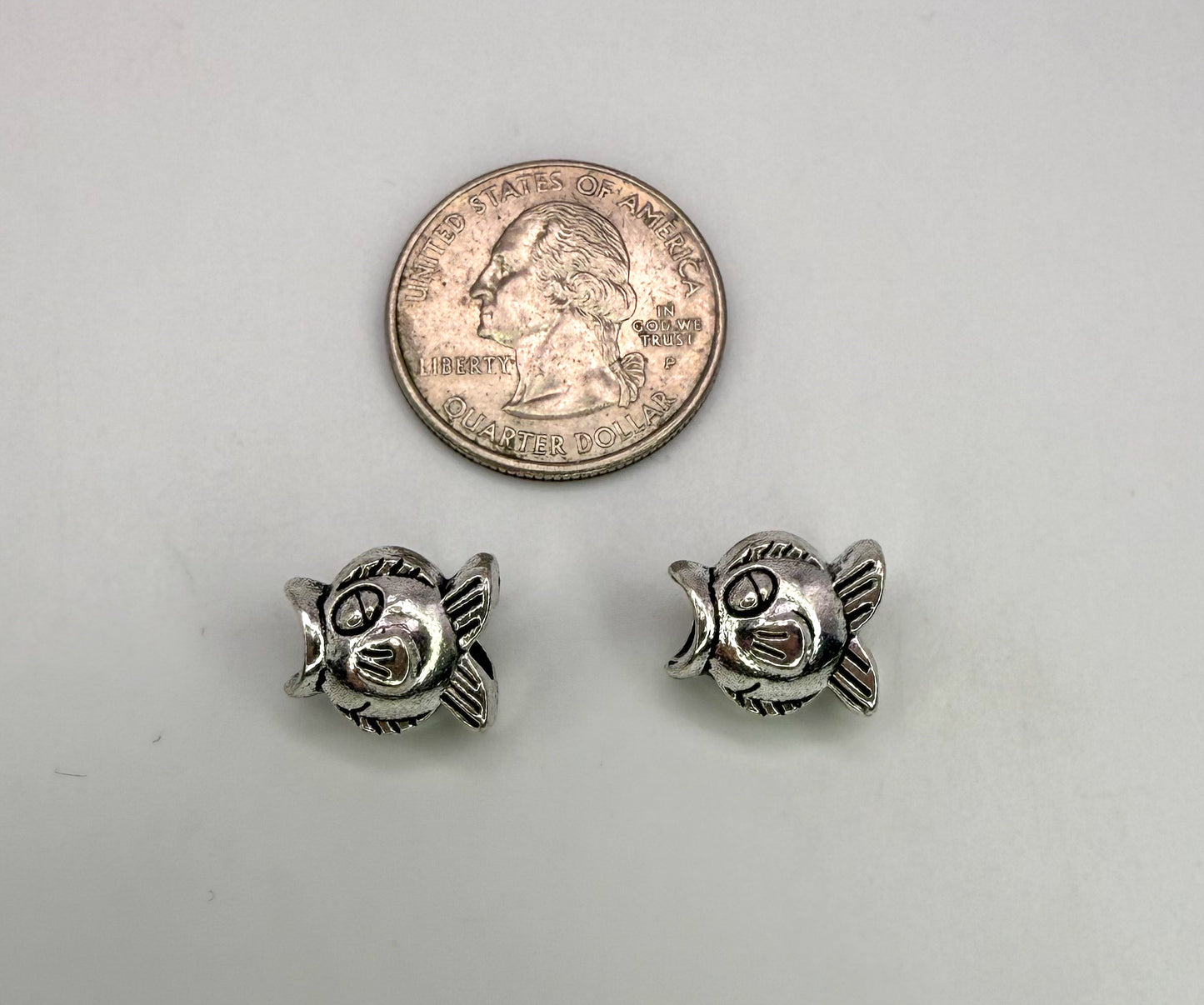 Silver Fish Metal DIY Charm Beads