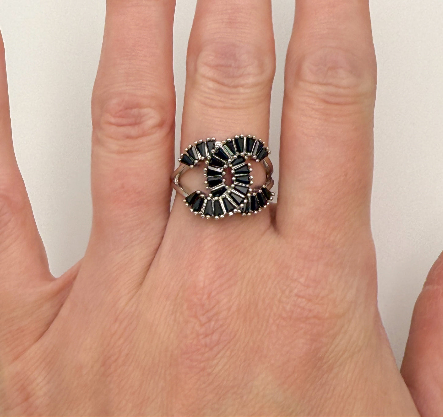 Silver CC Designer Zircon Adjustable Rings